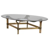 Despina Oval Brass & Glass Coffee Table